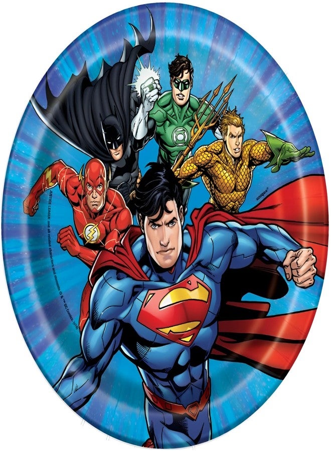 Unique Party Unique Round Dessert Paper Plates - 7", Justice League, 8 Pcs - Image 2